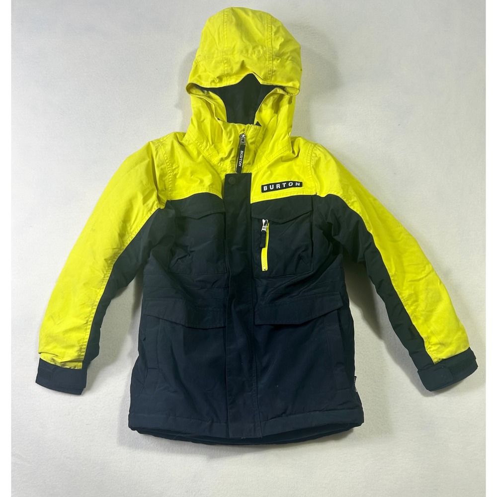 Burton Boys Covert Snowboard Jacket Yellow Black Thermacore Size S 8 20537